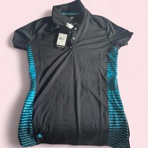 Adidas Charcoal Polo Shirt with Blue Accents
